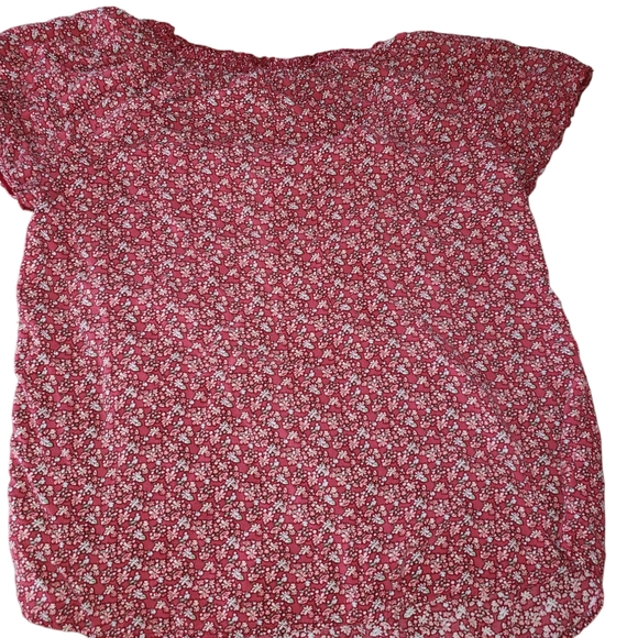 M Red Flowered Faded Glory Blouse - Picture 2 of 8